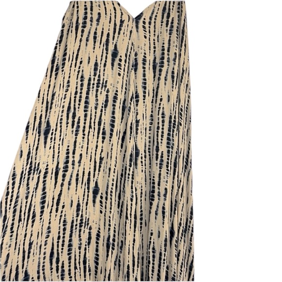 Zara Women’s Cream Khaki and Blue Batik Print Tie Back V Neck Maxi Dress Sz M/L - Picture 5 of 10